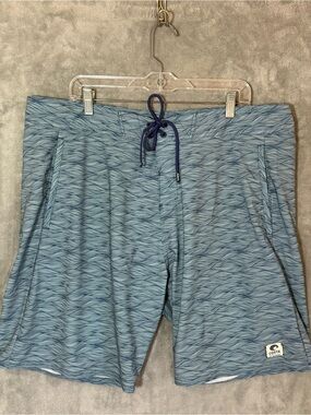 Costa Del Mar Mens 40 Blue Wave Print Board Shorts Swim Trunks Fishing READ